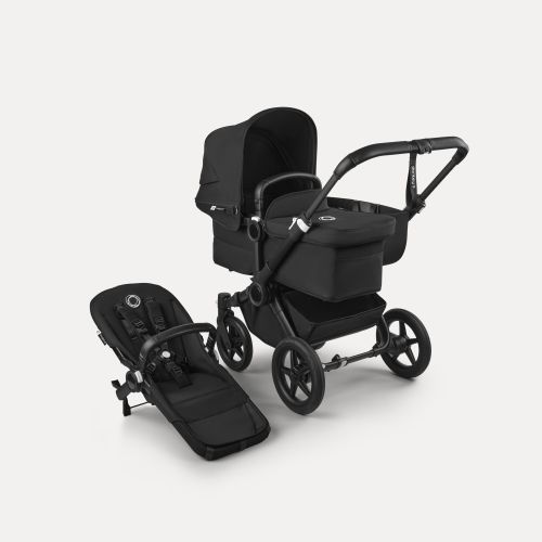 Bugaboo Donkey 5 Mono 2-in-1 stroller midnight black sun canopy, midnight black fabrics, black base | Bugaboo
