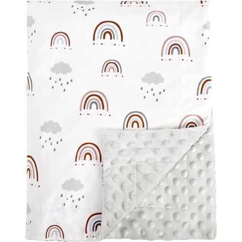 david's kids Micro Fleece Minky Baby Blanket for Boys Girls with Double Layer and Soothing Raised Dots, Breathable and Soft Lightweight Receiving Blanket for Newborns, 30x40 Inches, Rainbow
