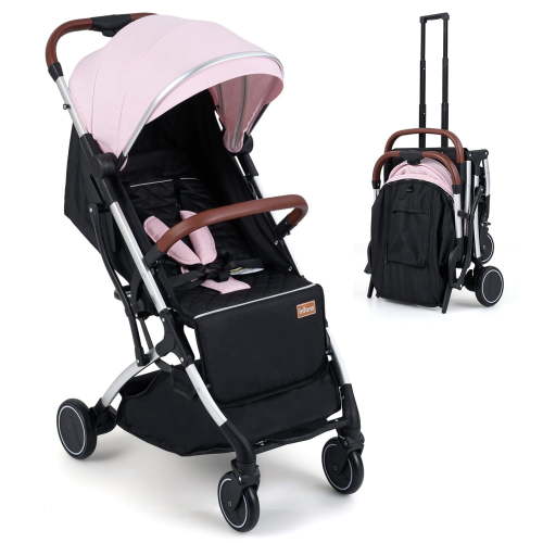 INFANS Travel Stroller, Lightweight Compact Baby Stroller for Airplane with One-Hand Fold, Multi-Position Recline, Canopy, 4 Wheel Suspension, Storage Basket