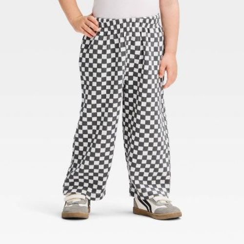 Grayson Threads Mini Toddler Boys' Wide Leg Knit Pants - Checker Black/White 4T