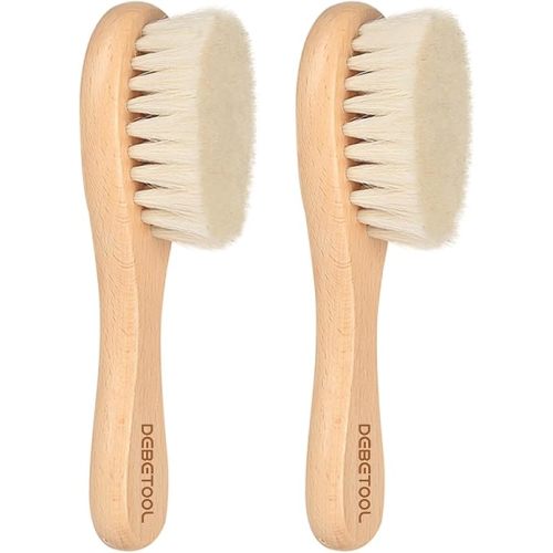 Baby Hair Brush - 2-Pack Wooden Baby Brush with Soft Bristle,Gentle Infant Hair Brush for Newborns & Toddlers,Ideal for Cradle Cap