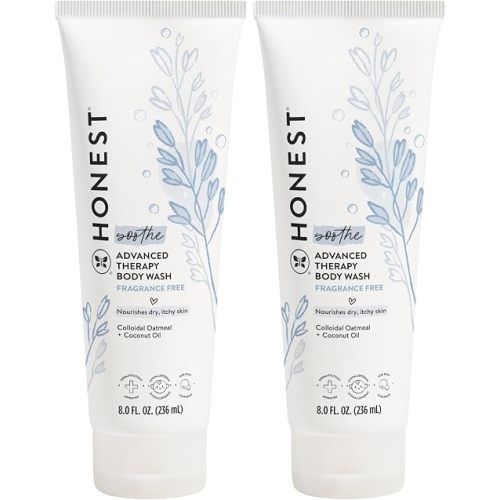 The Honest Company Eczema Soothing Therapy Cleansing Body Wash,Naturally Derived Gentle for Baby,Prebiotics Colloidal,Oatmeal,8 oz,(Pack of 2)