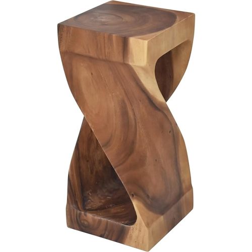 Steve Silver Furniture Solona Solid Wood Side Table, Acacia Whimsical Carved Design, Finish, Functional and Visually Alluring Natural Wood Glaze Accent Side Table, 12 L x 12 W x 26 H, Brown
