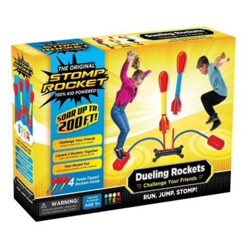 Stomp Rocket Dueling High-Flying Toy Rocket Double Launch Set: Plastic Projectile Launcher for Kids