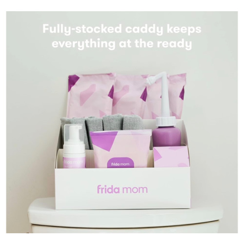 Frida Mom 11pc Postpartum Essentials Kit Gift Set, Hospital Bag Must Haves for New Mom, Includes 4 Disposable Postpartum Underwear, 4 Ice Maxi Pads, Perineal Healing Foam & 24 Pad Liners & Peri Bottle