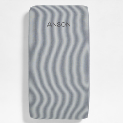 Personalized Supersoft Striped Deep Indigo Organic Cotton Gauze Baby Crib Fitted Sheet