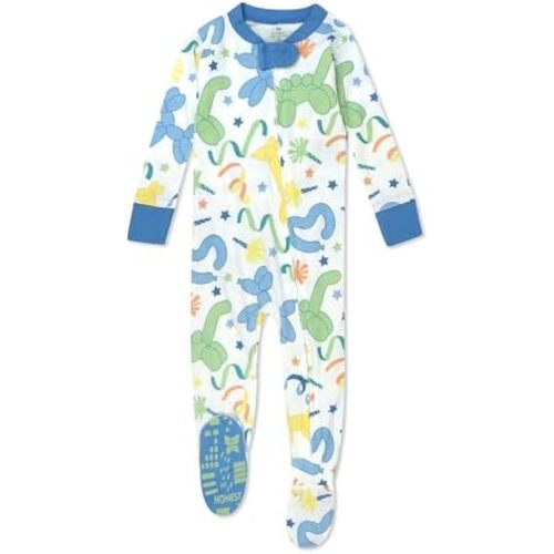 HonestBaby Non-Slip Footed Pajamas One-Piece Sleeper Zip-Front Pjs 100% Organic Cotton for Baby Boys