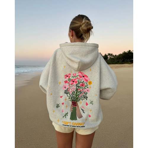 "Gift Giving" Oversized Lux Hoodie in Heather Gray