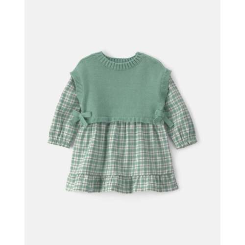 Baby Girl 2-Piece Checkered Flannel Long-Sleeve Dress - Green | Carter's