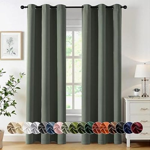 MIULEE Blackout Curtains for Bedroom 2 Panel 40 x 84 Inch Long Dark Mallard