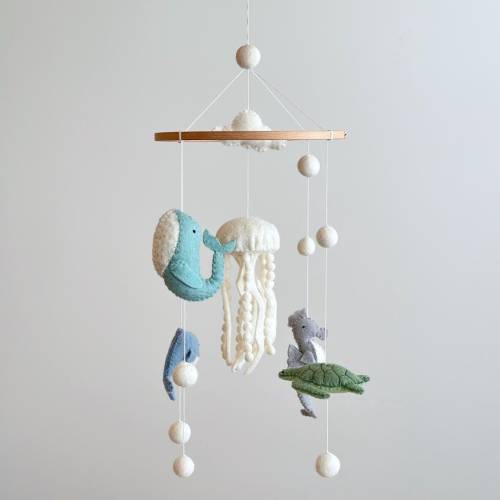 Sea Life Baby Mobile For Nursery Decor, Jellyfish Crib Mobile, Under the Sea, Baby Shower's Gift, Gift for Sea Lovers