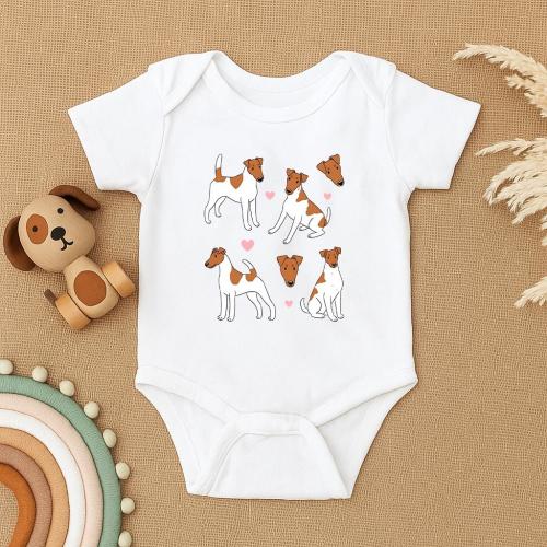 Jack Russell Puppy Baby Bodysuit, Dog Lover Baby Outfit, Cute Puppy Baby Clothes, Terrier Baby Shower Gift, Pet Baby Romper, Animal Babywear