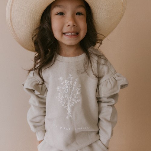 Organic Fleece Ruffle Sleeve Sweatshirt - Magic