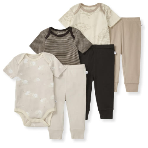 Burt Bees - 6Pk Baby Unisex Organic Cotton Bodysuit & Pant Set, Limestone
