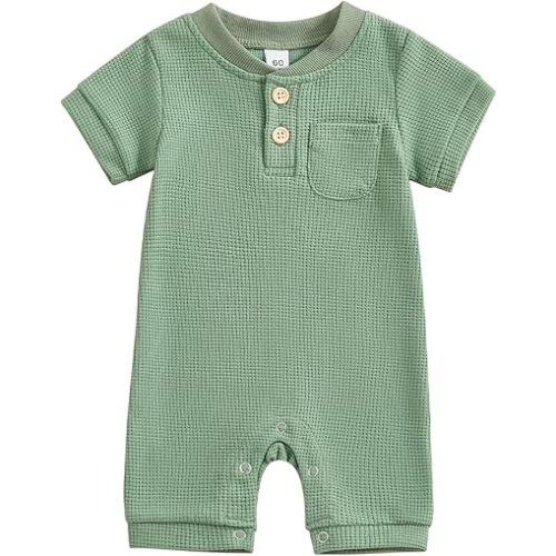 Kuriozud Newborn Infant Unisex Baby Boy Girl Clothes Button Romper Jumpsuit Basic One Piece Outfits