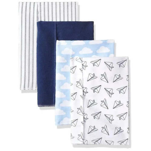 Hudson Baby Unisex Baby Flannel Burp Cloths, Paper Airplanes