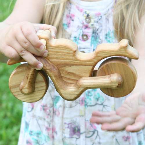 Handmade Wooden Motorbike Toy: Organic Eco-Friendly Gift