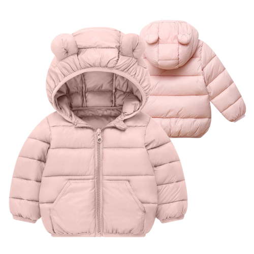 Kilaqueen Toddler Baby Boys Girls Winter Coats Bear Hooded Puffer Jacket Cute Newborn Infant Lightweight Snowsuit Warm Padded Outwear