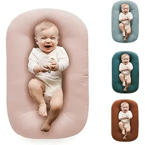 Baby Lounger Play Mat,Baby Lounger for Newborn Tummy Time for Babies in Bed,0° Angle Newborn Loungers Babies Nest for Boys & Girls 0-12 Months(Pink)
