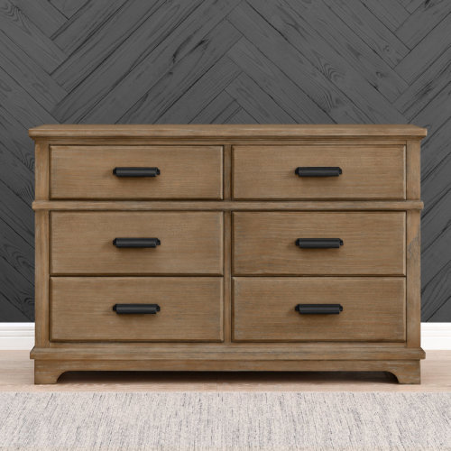 Simmons Kids Asher 6 Drawer Dresser With Changing Top And Interlocking Drawers - Fully Assembled, Aged Oak | Wayfair