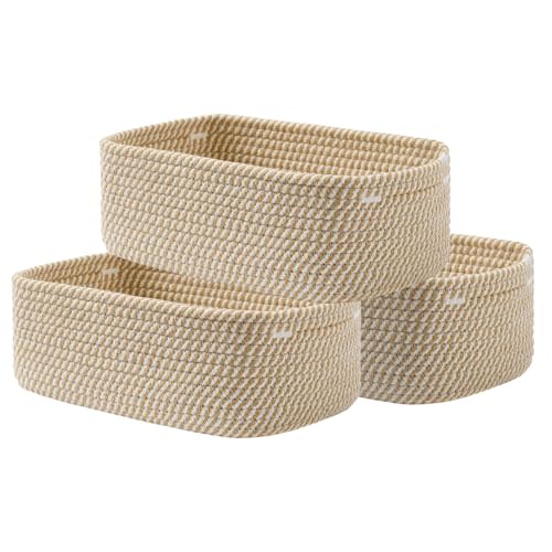 KALLAX Small Woven Storage Basket for Organizing, 12 x 8 x 4.5 inch, 3 Pack | Shelf baskets for closet organization, toy storage and home decor, Perfect as empty gift baskets for holidays, Brown