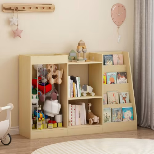 ModernLuxe 3-in-1 Kids Bookshelf & Toy Storage Organizer (Natural)