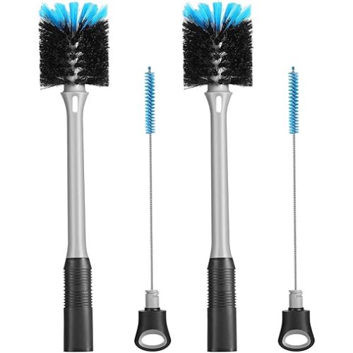 MOSOLAN 2-in-1 Bottle Brush and Straw Cleaner Brush, Black, 2 Pack