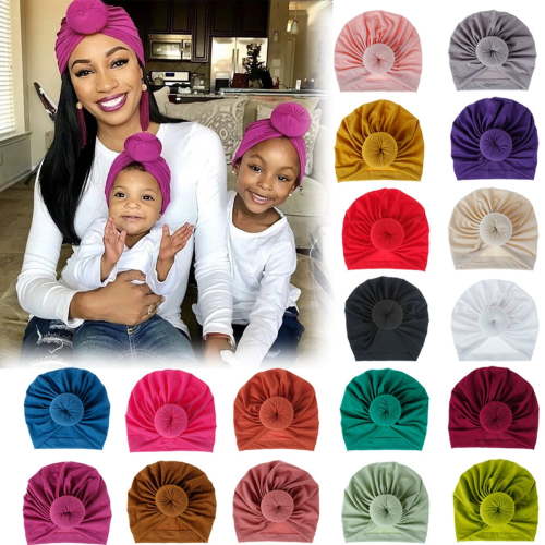 Baby Turban Bun Knot Parent-child Cap Newborn Turban Hat Girl Toddler Hat Turban Boy Nursery Beanie Infant Turban
