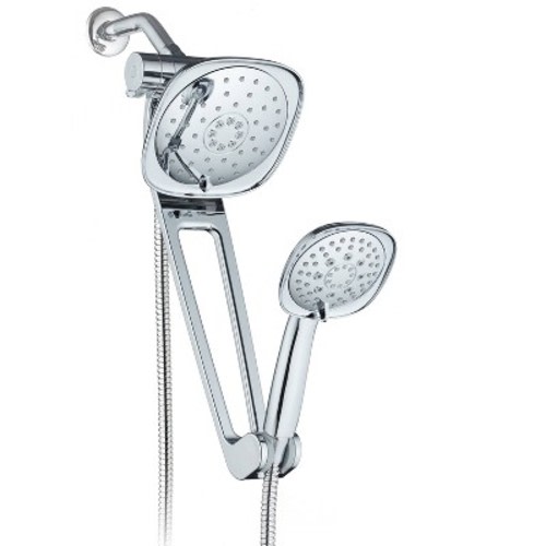 AquaDance 7.5" Aquabar High Pressure Luxury Three-Way Rain/Handheld Shower Head Combo Chrome: Polished ABS & Brass, 6ft Hose