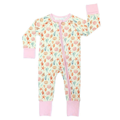 Sandy Seashells Bamboo Convertible Baby Pajamas – Emerson and Friends