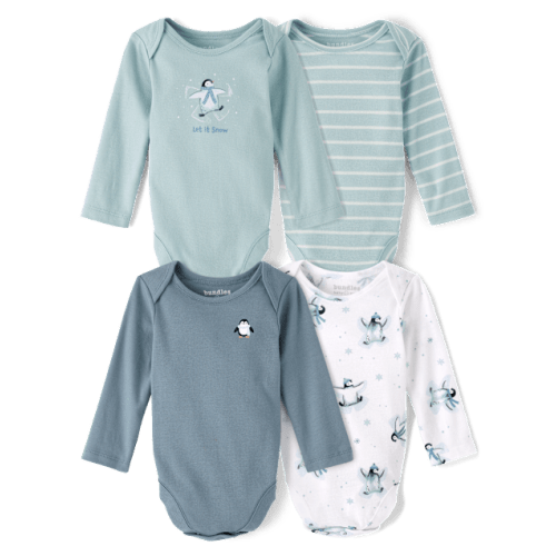 Baby Boys Penguin Bodysuit 4-Pack - Blue
