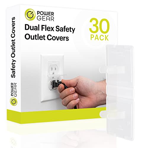 Power Gear Electrical Outlet Baby Proof Covers, 30 Pack, Clear | Secure Outlet Plugs for Baby Proofing & Child Proofing, Reusable, Durable Plastic, Tamper Resistant