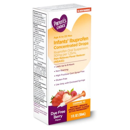 Parent's Choice Infants’ Concentrated Drops, Ibuprofen Oral Suspension, 50 mg per 1.25 mL, Pain Reliever and Fever Reducer, Dye-Free,1 fl. Oz.