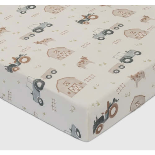 Farm house tractor fitted crib sheet