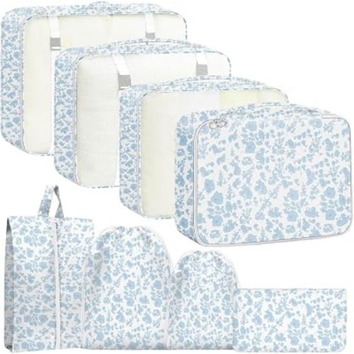 Packing Cubes for Travel - 8 Set Luggage Organizer Bags for Family, Mesh Breathable Packing Cubes for Suitcases Durable Travel Essentials Bags Set