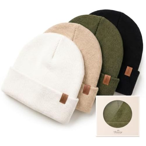 Konssy 4-Pack Baby Beanie Winter Hat for Newborn Infant Boy Girl 0-6 Months