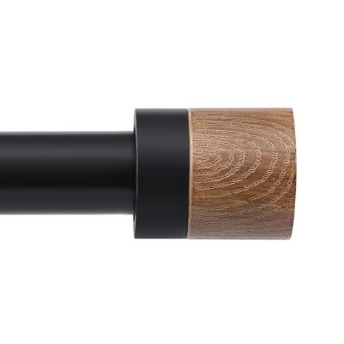 Wood Curtain Rods for Windows 32 to 45 Inches(2.6-3.75ft),1 inch Adjustable Window Curtain Rods with Imitation Wood Grain Finials,Heavy Duty Decorative Drapery Rod for Bedroom,Kitchen and patio
