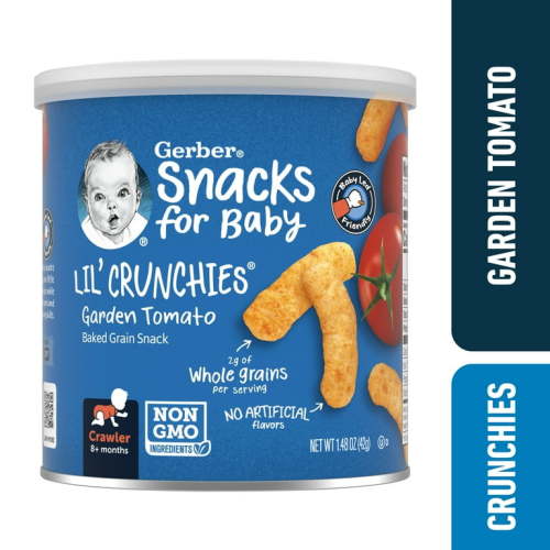 Gerber Stage 3 Baby Food, Garden Tomato Lil Crunchies, 1.48 oz Canister