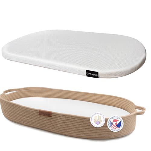 Yunioo Baby Changing Basket, Portable Diaper Changing Pad, Moses Basket for Newborns, Changing Table Topper for Baby Nursery, Waterproof Travel Pad Cover