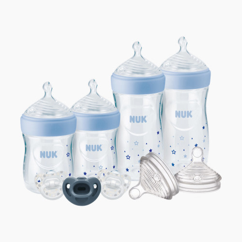 NUK Simply Natural Bottle with SafeTemp 9-Piece Gift Set - Blue Stars