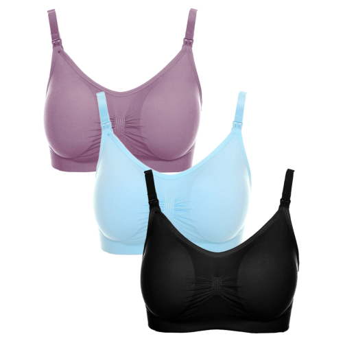 WQJNWEQ Ladies Nursing Bras for Breastfeeding Plus Size 3Pcs Pregnant Plain Color Bra Maternity Vest Tops