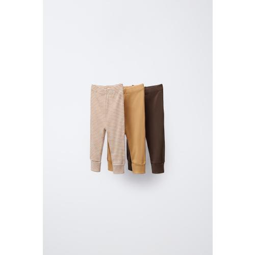 3-PACK OF ADJUSTABLE LENGTH STRIPED LEGGINGS - Ocher | ZARA United States