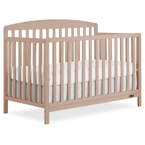 Dream On Me Odelle 5-in-1 Convertible Full-Size Baby Crib in Almond Butter, GreenGuard Gold & BSA Converts to Toddler, Day & Full-Size Bed, Sustainable Pinewood, 3 Mattress Heights