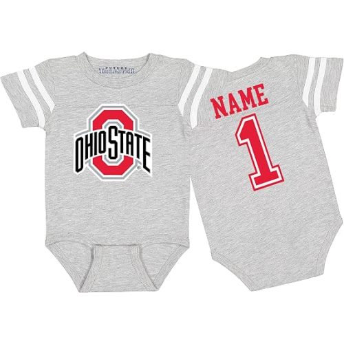Collegiate Licensed Football Jersey Baby Romper Bodysuit - Personalized
