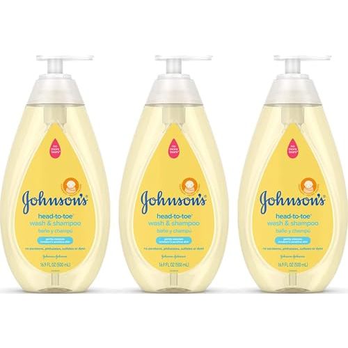 Johnson's Head-To-Toe Gentle Baby Body Wash & Shampoo, Tear-Free, Sulfate-Free & Hypoallergenic Bath Wash & Shampoo for Baby's Sensitive Skin & Hair, Washes Away 99.9% Of Germs 16.9 fl. oz (Pack of 3)