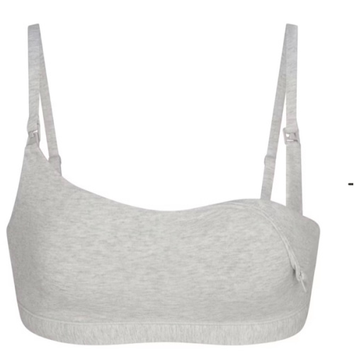 COTTON JERSEY MATERNITY NURSING SCOOP BRALETTE 2-PACK | LIGHT HEATHER GREY