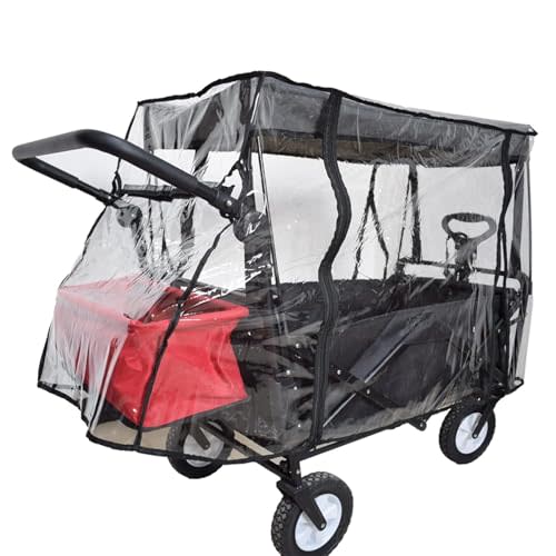 Rain Cover for Wagon Clear Plastic Awning for Collapsible Beach Folding Utility Grocery Push Wagon Cart Garden Accessories Foldable