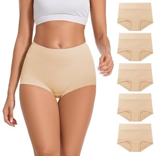 5 Pack Womens Cotton High Waisted Full Coverage Underwear(Regular & Plus Size)