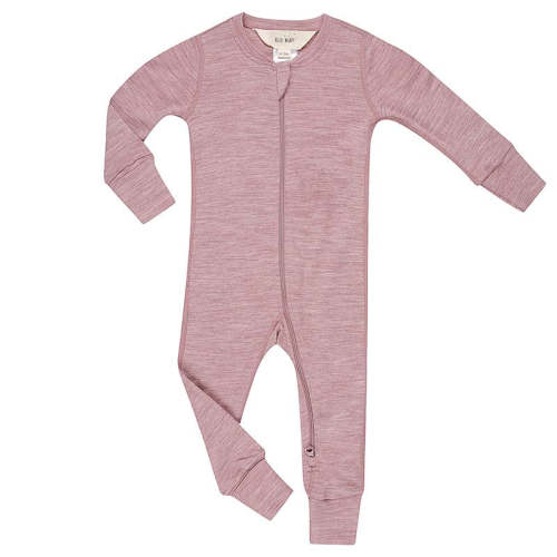 Merino Wool Baby Thermal Onesie Mauve Marle