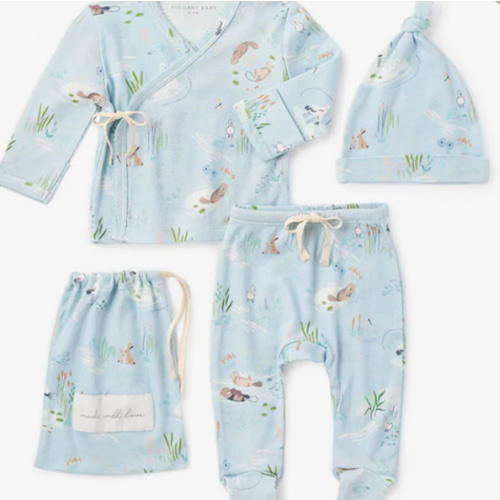 Otter Lake Printed Organic Cotton Layette Set – Elegant Baby